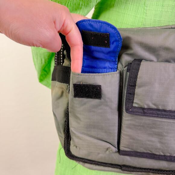 Mudd Messenger Sling Crossbody Bag Cosmetic Organizer Gray Black 90s Y2K Vintage - Picture 10 of 12